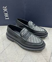 Dior Loafer Black Smooth Leather and Oblique Blue - 2