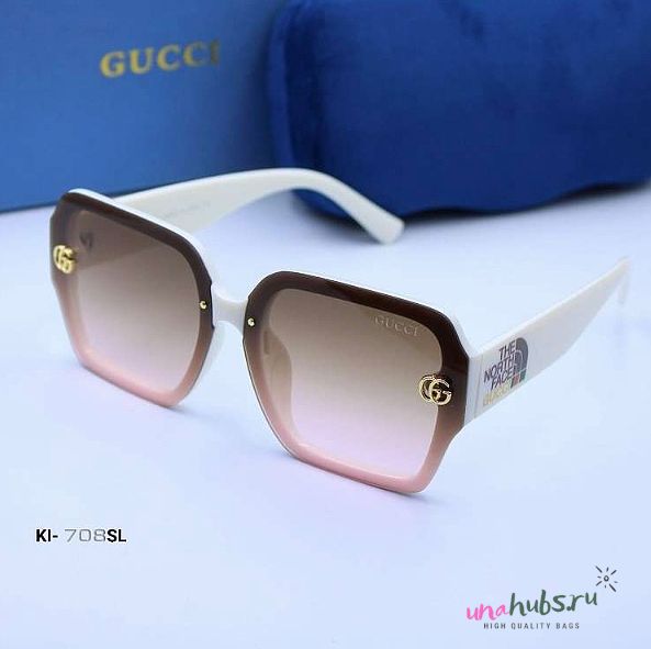 Gucci Square White and Pink Sunglasses - 1