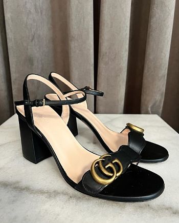 Gucci GG Buckle Black Leather Sandals EU42