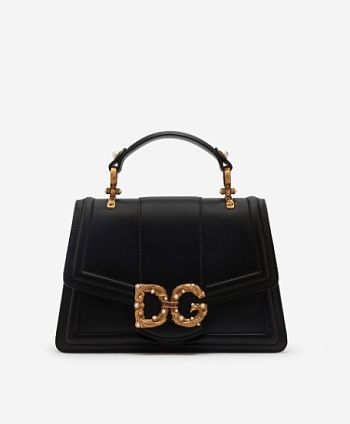 DG AMORE BAG IN CALFSKIN BLACK 23CM