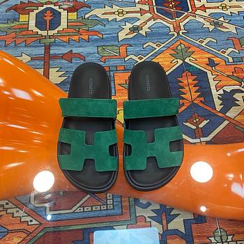 Hermes Chypre Suede Green Sandals