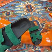 Hermes Chypre Suede Green Sandals - 6