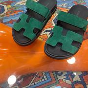 Hermes Chypre Suede Green Sandals - 3