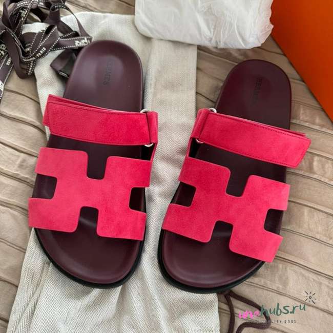 	 Hermes Chypre Suede Pink Sandals - 1