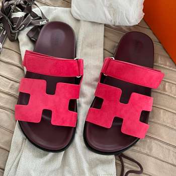	 Hermes Chypre Suede Pink Sandals