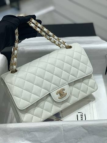 Chanel Classic Flap Bag Caviar White Bag - 25cm