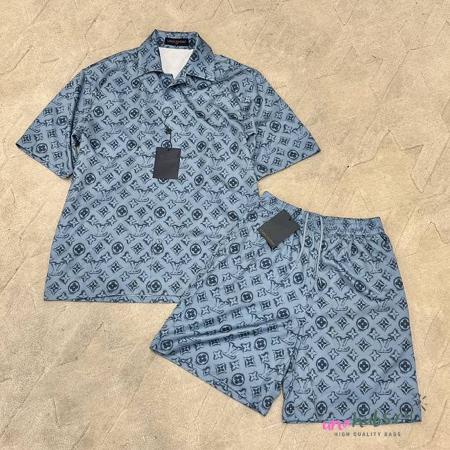 Louis Vuitton Shirt and Short Set Blue Monogram  - 1