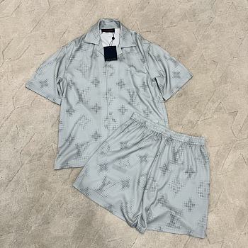 Louis Vuitton Shirt and Short Set Grey Monogram