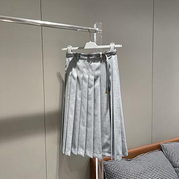 Prada Long Midi Grey Skirt With Belt