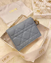 Dior Mini Lady Dior Gardenia Wallet Cloud Blue - 11x9cm - 1