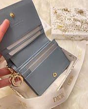 Dior Mini Lady Dior Gardenia Wallet Cloud Blue - 11x9cm - 2