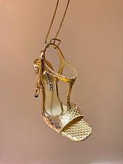 TOM FORD GLOSSY STAMPED CROCODILE LEATHER GALAXY SANDAL SILVER/GOLD  - 2