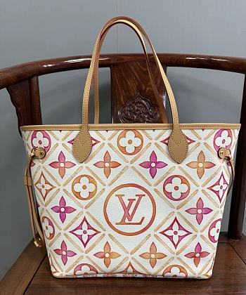 Louis Vuitton Neverfull MM Monogram Tiles Canvas Coral - 31x28x14cm