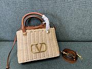 Valentino Beige/Brown Wicker And Leather Vlogo Signature Bucket Bag - 25x18x9cm - 1