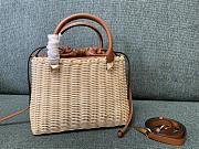 Valentino Beige/Brown Wicker And Leather Vlogo Signature Bucket Bag - 25x18x9cm - 5