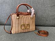 Valentino Beige/Brown Wicker And Leather Vlogo Signature Bucket Bag - 25x18x9cm - 3