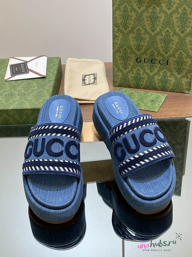 Gucci Jane Denim Slides - 1