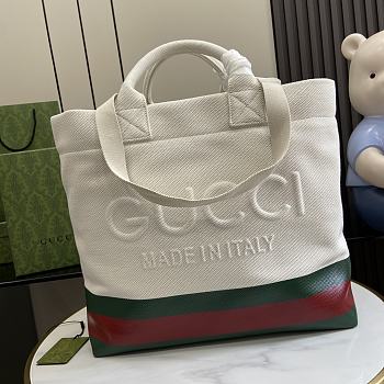 GUCCI CANVAS TOTE BAG WITH EMBOSSED DETAIL - 40x38x17cm