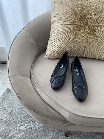 Chanel Ballet Flat All Black Aged Calfskin