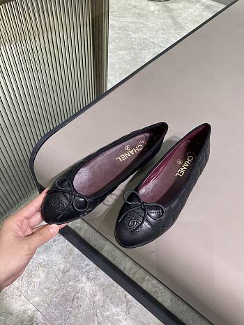 	 Chanel Ballet Flat Black Aged Calfskin