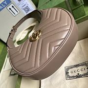 	 Gucci GG Marmont half moon shaped dust pink leather bag - 21.5x11x5cm - 5