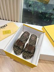 FENDI SUNSHINE Natural raffia flatform slides - 5