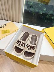 FENDI SUNSHINE Natural raffia flatform slides - 3