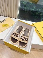 FENDI SUNSHINE Natural raffia flatform slides - 2