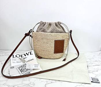 Loewe Raffia Bucket Round Bag - 26.5x21cm