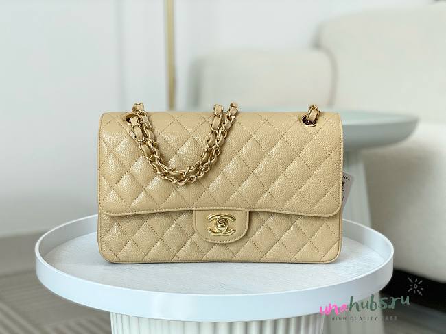 Chanel CF Caviar Leather In Beige - 25cm - 1