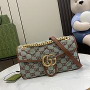 Gucci GG super medium shoulder bag in pale blue and brown canvas - 26cm - 1