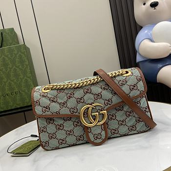 Gucci GG super medium shoulder bag in pale blue and brown canvas - 26cm