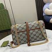 Gucci GG super medium shoulder bag in pale blue and brown canvas - 26cm - 6