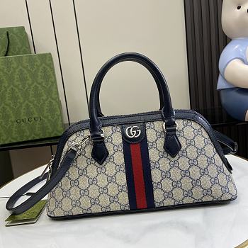 Gucci Ophidia GG Ebony Blue Top Handle Bag - 31.5x 16.5x 8cm