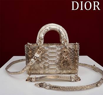 Dior Lady D Joy Gold Python Leather - 22 x 12 x 6 cm