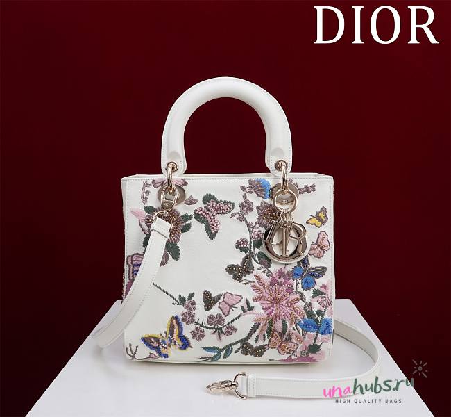 Dior Lady Embroidery Pink Flower And Butterfly - 1