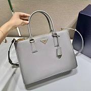 Prada Galleria Saffiano Grey Leather Top Handle Bag - 33cm - 1