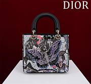 Dior Lady Calfskin Embroidered Butterfly Medium Multicolor - 20cm - 4