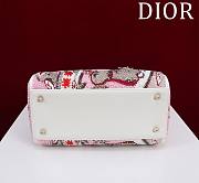 Dior Lady Calfskin Embroidered Butterfly Medium Pink and White - 20cm - 4