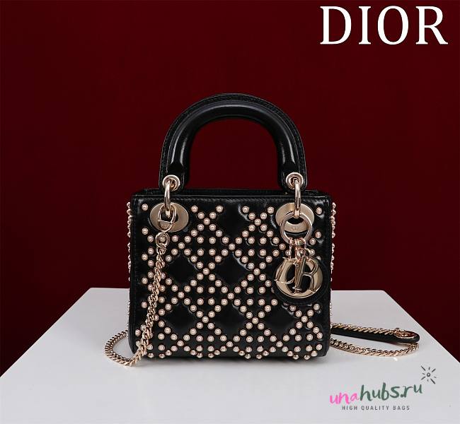 Dior Micro Lady Lambskin Pearl Cannage Latte - 17cm - 1