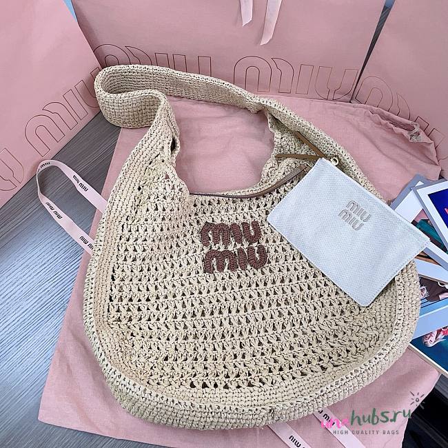 Miu Miu Raffia crochet-knit Woven hobo bag - 44x31.5x8cm - 1