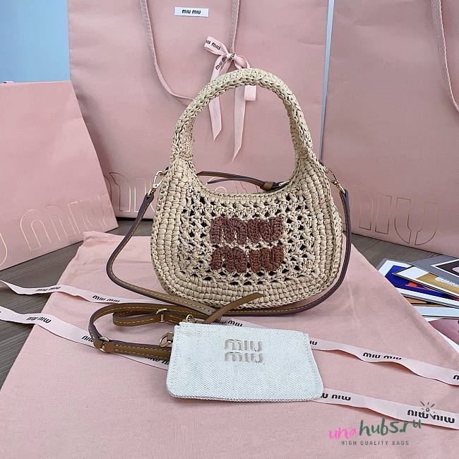 Miu Miu Wander woven fabric hobo bag - 20x17x6cm - 1