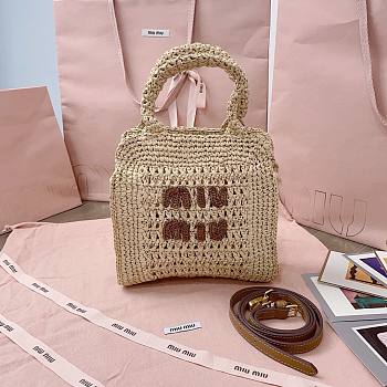 Miu Miu Raffia-effect crochet fabric tote bag - 22x22.5x7.5cm