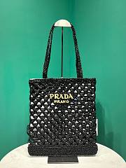 Prada Woven Fabric Crochet Tote Bag - 30x29.5cm - 2