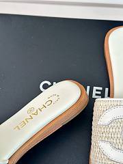 Chanel Raffia CC White Logo Slides - 2