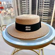 Miu Miu Logo raffia boater hat in beige - 2