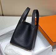 Hermes Picotin Lock 22 Black Tote  Clemence Palladium Gold  - 5