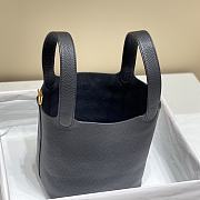 Hermes Picotin Lock 22 Black Tote  Clemence Palladium Gold  - 4