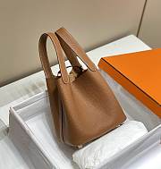 Hermes Picotin Lock 22 Brown Tote Clemence Palladium Gold - 2