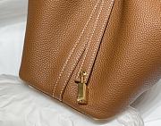 Hermes Picotin Lock 22 Brown Tote Clemence Palladium Gold - 4